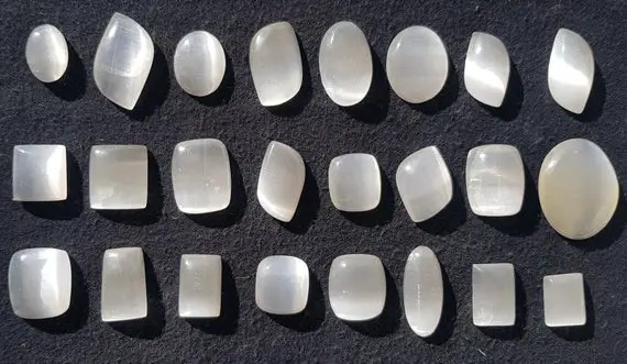 1 Piece Selenite (a Form Of Gypsum)freeform Flat Back Gemstone Cabochon Multiple Choice Listing