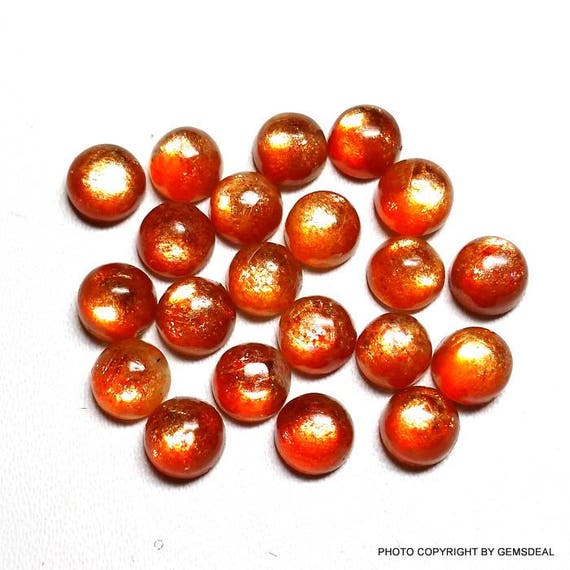 10 Pieces 5mm Sunstone Cabochon Round Gemstone, Sunstone Round Cabochon, Aaa Quality Natural Sunstone Cabochon Amazing Strong Flashy Cabs
