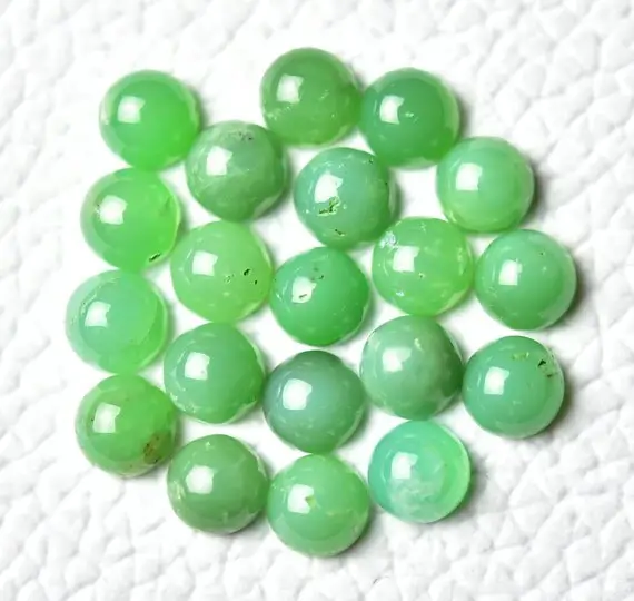 10 Pieces Natural Chrysoprase Cabochons Lot 5mm Round Shape Cabochon Genuine Chrysoprase Gemstones Smooth Cabs Loose Gems Stones C-7886