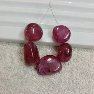 Shop Ruby Chip & Nugget Beads! 100%!! Natural Ruby Tumble Shape Beads…Red color…AA quality….Smooth ruby tumble…weight 110 cts…wholesale price…5 pcs set !!! | Natural genuine chip Ruby beads for beading and jewelry making.  #jewelry #beads #beadedjewelry #diyjewelry #jewelrymaking #beadstore #beading #affiliate #ad