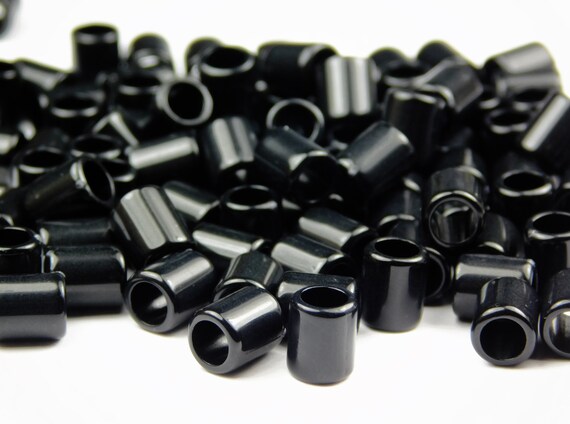 100 Pieces - 7x6mm Opaque Acrylic Column Beads - Black - Acrylic Beads - Large Hole - Tube Beads - Craft Supplies - Jewelry Supplies