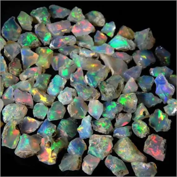 100 Pieces Natural Ethiopian Opal Rough, Loose Opal Rough Stone, Multi Fire Opal, Ethiopian Opal Raw, 2mm To 5mm Size, Opal Rough, Opal Raw