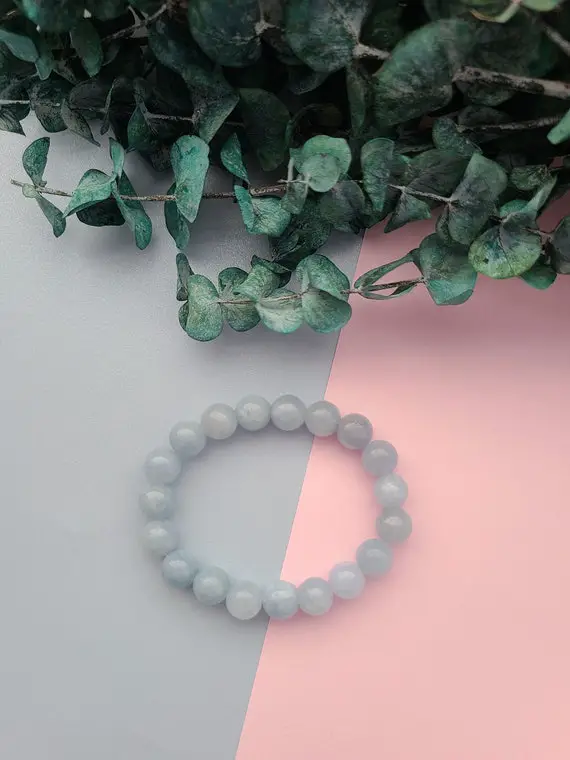 10mm Custom Natural Celestite Bracelet | Spiritual Bracelet | Peace, Awareness, Healing Crystal | Celestite Spiritual Jewelry, Meditation