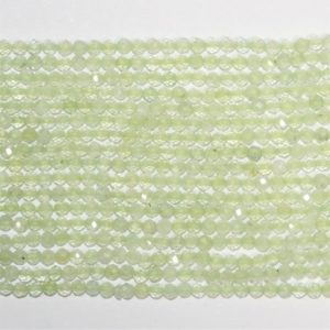 Shop Prehnite Round Beads! 13" St Prehnite Faceted Round Beads 2.5mm.- Strand 34cm. | Natural genuine round Prehnite beads for beading and jewelry making.  #jewelry #beads #beadedjewelry #diyjewelry #jewelrymaking #beadstore #beading #affiliate #ad