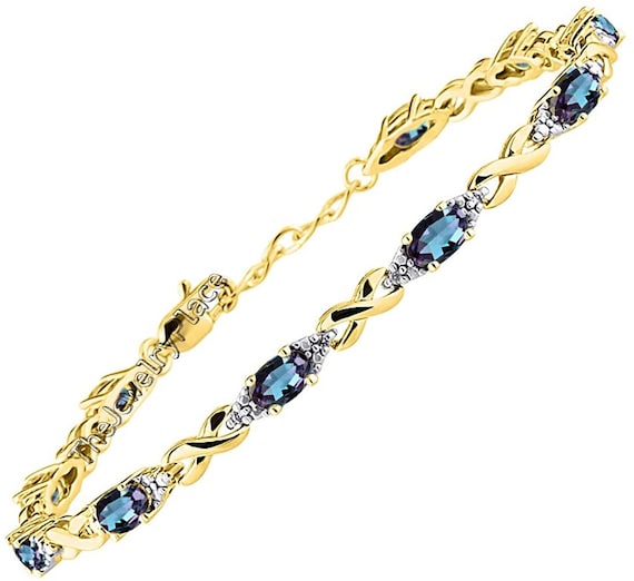 14k Gold Plated Alexandrite Bracelet-color Changing Gemstone-sterling Silver Bracelet-colors Changing Bracelet-june Birthstone Bracelet.