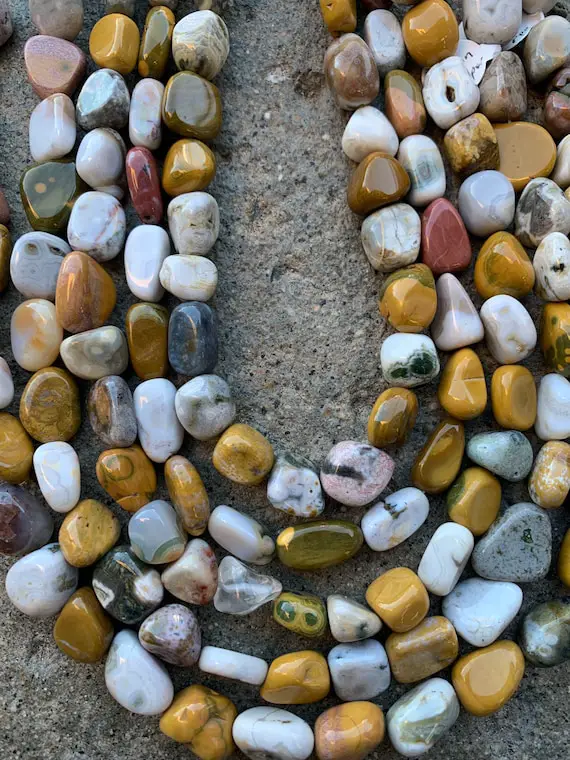 14mm Irregular Tumbled Ocean Jasper Nugget Beads