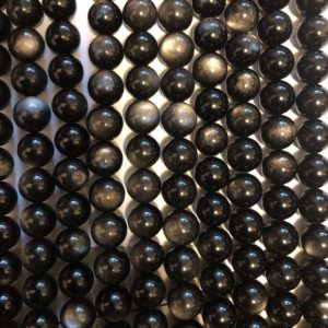 Shop Obsidian Beads! 14mm Natural Silver Sheen Obsidian Gemstone Beads,Round Loose Beads,15 Inches Full Strand | Natural genuine beads Obsidian beads for beading and jewelry making.  #jewelry #beads #beadedjewelry #diyjewelry #jewelrymaking #beadstore #beading #affiliate #ad