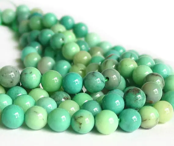 15" 4mm 6mm 8mm Chrysoprase Round Beads Natural Green Color Polished Gemstone - Full Strand
