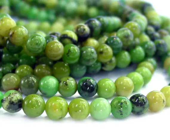 15"  6mm 8mm Chrysoprase Round Beads Natural Green Color Polished Gemstone - Half / Full Strand