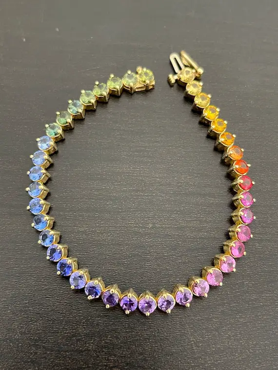 16.00 Rainbow Sapphire Bracelet In 14k Yellow Gold