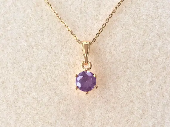 18ct Gold Over Sterling Silver Alexandrite Pendant Necklace, June Birthstone.
