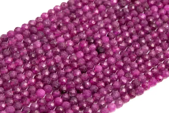 3mm Ruby Beads Genuine Natural Gemstone Full Strand Faceted Round Loose Beads 15.5" Bulk Lot Options (107718-2513)