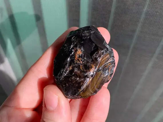 46.37gr Rough Yet Soft Mahogany Obsidian Pocket / Palm Stone, Crystal, Piece
