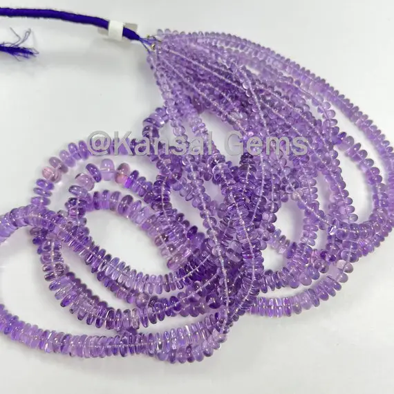 5-8 Mm Brazil Amethyst Smooth Rondelle Beads, Amethyst Plain Beads, Amethyst Smooth Beads, Amethyst Rondelle Beads, Brazilian Amethyst Beads