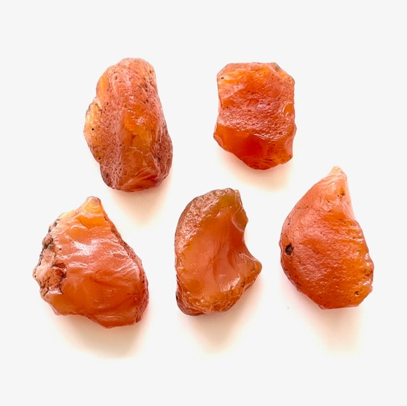 5 Pcs Natural Raw Carnelian Rough Gemstones 18x20 Mm Orange Carnelian Raw, Healing Crystals April Birthstone Wholesale Price Gift For Her