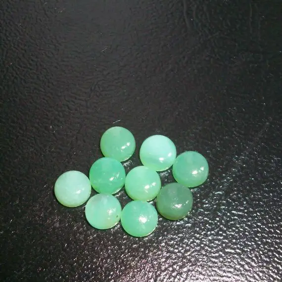 5 Pieces 6mm Chrysoprase Cabochon Round Have Lots Of Gorgeous, Natural Beautiful Green Color.... 6mm Chrysoprase Round Cabochon Gemstone