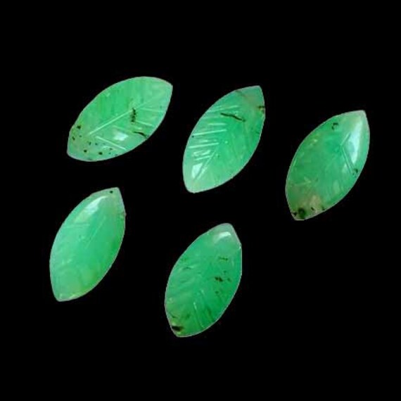 5 Pieces Natural Chrysoprase Marquise Briolette Carving Loose Gemstone, Hand Carved Chrysoprase Gems, Making Earring Chrysoprase Carved Gems