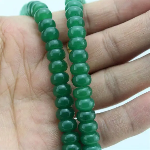 5x8mm Green Smooth Jade Rondelle  Beads, Loose Colored Jade Rondelle Beads, A String Of Jade Beads, Wholesale Beads--80pcs--15inches--st146