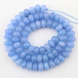 Shop Jade Faceted Beads! 5x8mm Jade Faceted Beads, Sky Blue Beads, Loose Jade Rondele beads,Gemstone Rondelles,DIY Jewelry Making– 80Pcs- 15inches–EBT94 | Natural genuine faceted Jade beads for beading and jewelry making.  #jewelry #beads #beadedjewelry #diyjewelry #jewelrymaking #beadstore #beading #affiliate #ad