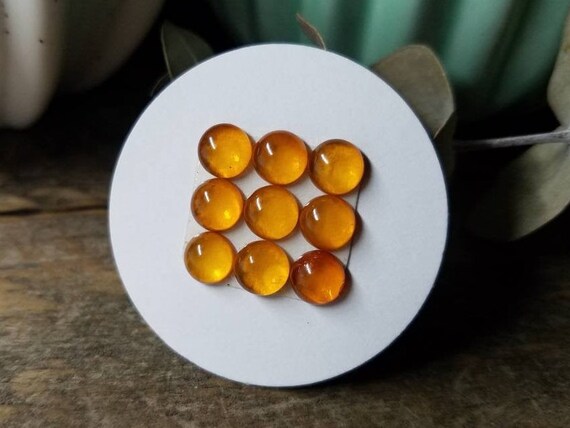 6mm Genuine Amber Cabochon | Golden Orange | Stone Selection, Stone Reserving, Individual Stone Purchase, Card Lot 901