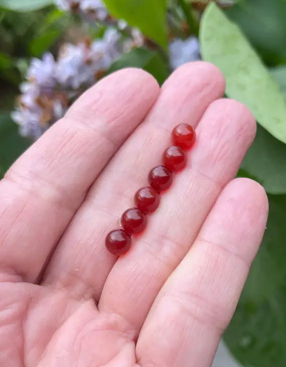 6pcs 6mm Carnelian Spheres, Root Chakra Stones, 6 Mm Chakra Stones, Small Round Spheres, Small Red Gemstones, Fairy Garden, No Hole, 1/4 In