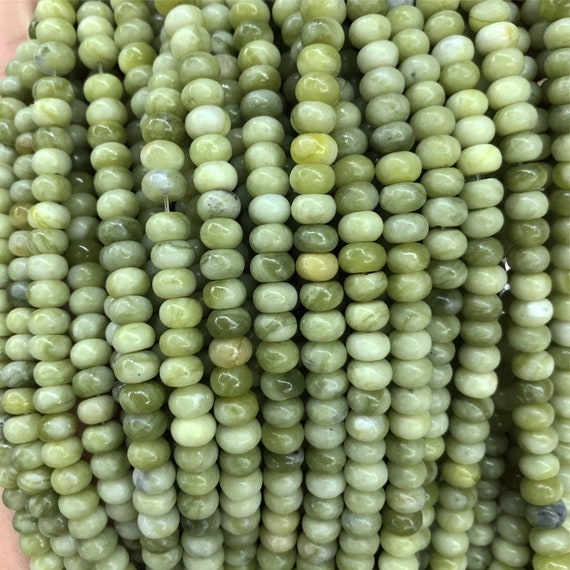 6x4mm Olive Green Jade Rondelle Beads, Gemstone Beads , Wholesale Beads ,full Strand