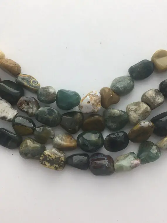 8-10mm Ocean Jasper Gemstone Nugget Beads. 15” Strand Of Ocean Jasper Beads, Approx. 8-10mm  In Diameter.