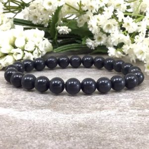 8mm Natural Shungite Bracelet, Black Healing Protection Powerful Crystals Stretch Bracelet, Reiki Jewelry Christmas Gift For Women and Men | Natural genuine Array bracelets. Buy crystal jewelry, handmade handcrafted artisan jewelry for women.  Unique handmade gift ideas. #jewelry #beadedbracelets #beadedjewelry #gift #shopping #handmadejewelry #fashion #style #product #bracelets #affiliate #ad