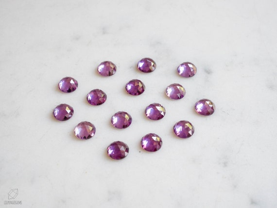 8mm Rose Cut Alexandrite Cabochon. Color Changing. Lab Grown. Blue Purple Green Faceted Gemstone