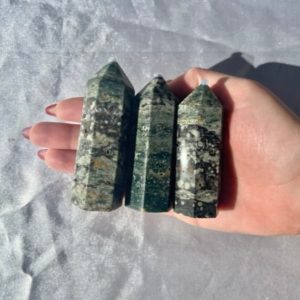 Shop Ocean Jasper Points & Wands! 8th Vein Ocean Jasper Point with Quartz-Sea Jasper | Natural genuine stones & crystals in various shapes & sizes. Buy raw cut, tumbled, or polished gemstones for making jewelry or crystal healing energy vibration raising reiki stones. #crystals #gemstones #crystalhealing #crystalsandgemstones #energyhealing #affiliate #ad