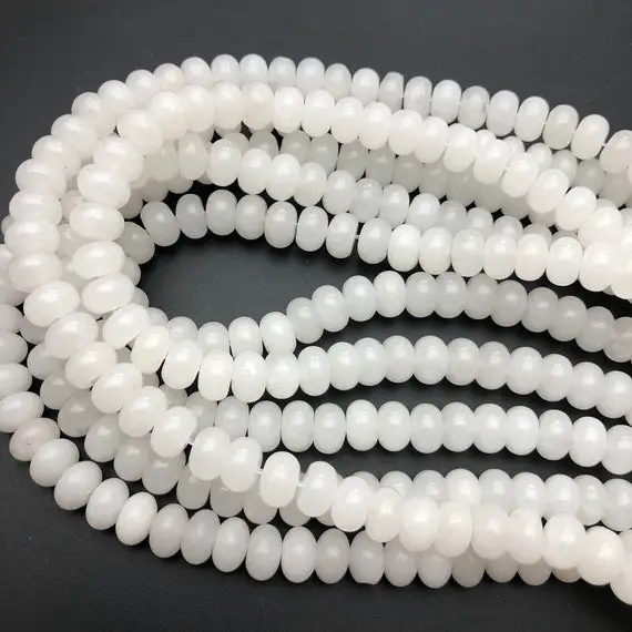 8x5mm White Jade Rondelle Beads ,jade Beads Gemstone Loose Beads