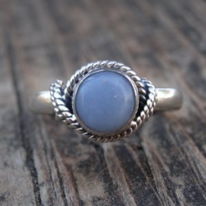 Shop Angelite Rings! 925 – Blue Angelite Sterling Silver Ring Size 7.5, Natural Angelite Healing Stone Metaphysical Angelite Statement Ring size 7 8 Unique Stone | Natural genuine Angelite rings, simple unique handcrafted gemstone rings. #rings #jewelry #shopping #gift #handmade #fashion #style #affiliate #ad