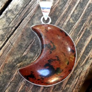 Shop Mahogany Obsidian Jewelry! 925 – Red Moon Mahogany Obsidian Necklace, Sterling Silver Natural Mahogany Obsidian Moon pendant, Natural Stone, OOAK Obsidian Moon jewelry | Natural genuine Mahogany Obsidian jewelry. Buy crystal jewelry, handmade handcrafted artisan jewelry for women.  Unique handmade gift ideas. #jewelry #beadedjewelry #beadedjewelry #gift #shopping #handmadejewelry #fashion #style #product #jewelry #affiliate #ad