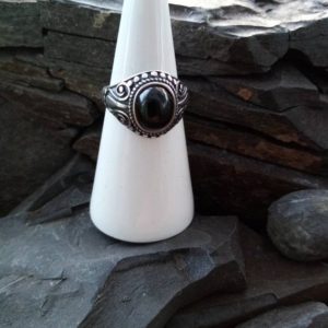 Shop Jet Rings! A men's antique style adjustable 925 Sterling silver and Whitby Jet ring | Natural genuine Jet rings, simple unique handcrafted gemstone rings. #rings #jewelry #shopping #gift #handmade #fashion #style #affiliate #ad