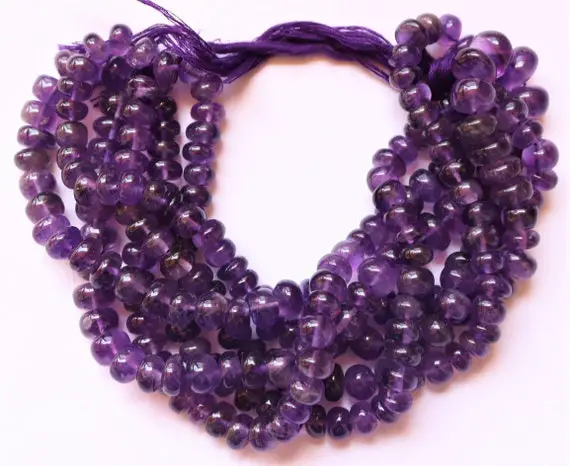 Aaa Natural 16 Inch African Amethyst Smooth Rondelle Beads, 8-9 Mm Amethyst Gemstone Bead, Smooth Amethyst Beads, Amethyst Rondelle Beads