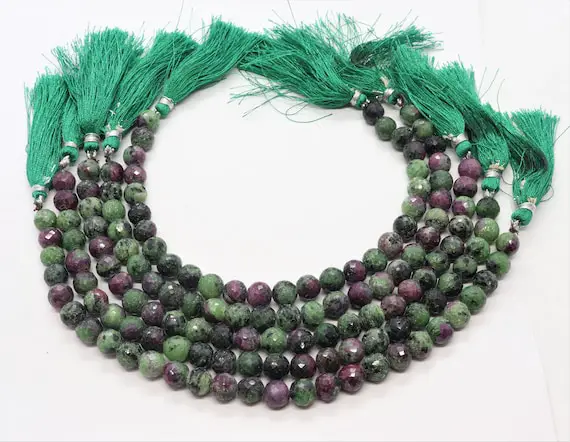 Aaa Natural 8 Inch Ruby Zoisite Faceted Round Balls, 8 Mm Ruby Zoisite Beads, Faceted Ruby Balls, Ruby Beads, Faceted Zoisite Balls