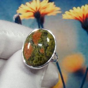 Shop Unakite Rings! AAA Unakite Ring, Unakite Ring, Simple Ring, Mother's Day, For Her, 925 Silver Ring, Statement Ring, Women Rings, Ring Size 6US, JPY0303 | Natural genuine Unakite rings, simple unique handcrafted gemstone rings. #rings #jewelry #shopping #gift #handmade #fashion #style #affiliate #ad