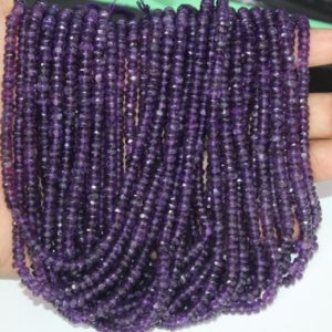 Shop Amethyst Rondelle Beads! African Amethyst Faceted Rondelle Beads, Amethyst Faceted Beads, Amethyst Rondelle Beads, 4-4.5 MM Amethyst Beads Strand | Natural genuine rondelle Amethyst beads for beading and jewelry making.  #jewelry #beads #beadedjewelry #diyjewelry #jewelrymaking #beadstore #beading #affiliate #ad