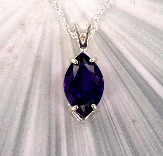 Alexandrite  Necklace  - 925 Stirling Silver  - Lab Created - -with Chain - Gift For Her - Alexandrite   Jewelry