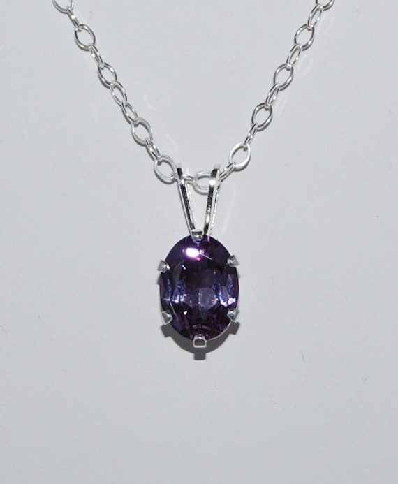 Alexandrite Necklace, June Birthstone,8x6 Oval Pendant,colorchanging Stone,sterling Silver,16inch Cable Chain,bridal Jewelry,wedding Jewelry