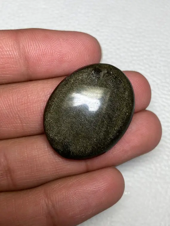 Amazing Golden Obsidian Oval Shape Cabochon Size - 25x32x7 Mm. 39.15 Carat. Both Side Polish Loose Gemstone For Making Necklace Jewelry.!!