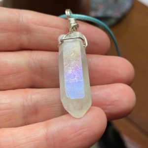 Shop Angel Aura Quartz Necklaces! Angel Aura Quartz necklace | Natural genuine Angel Aura Quartz necklaces. Buy crystal jewelry, handmade handcrafted artisan jewelry for women.  Unique handmade gift ideas. #jewelry #beadednecklaces #beadedjewelry #gift #shopping #handmadejewelry #fashion #style #product #necklaces #affiliate #ad