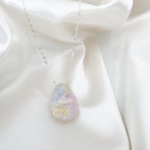 Shop Angel Aura Quartz Necklaces! Angel Aura Quartz Necklace • Chunky Necklace | Natural genuine Angel Aura Quartz necklaces. Buy crystal jewelry, handmade handcrafted artisan jewelry for women.  Unique handmade gift ideas. #jewelry #beadednecklaces #beadedjewelry #gift #shopping #handmadejewelry #fashion #style #product #necklaces #affiliate #ad