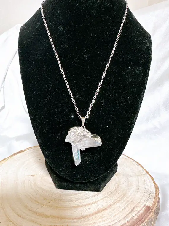 Angel Aura Quartz Pendant Necklace |rainbow Crystal | Healing Crystals | Crystal Pendant | Crystal Jewelry | Wife Gift | Mom Gift | Necklace