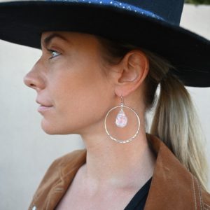 Angel Aura Quartz – Silver Hoop Earrings – Crystal Earrings – Statement Earrings – Boho Earrings – Hammered Silver Earrings – Cool Earrings | Natural genuine Gemstone earrings. Buy crystal jewelry, handmade handcrafted artisan jewelry for women.  Unique handmade gift ideas. #jewelry #beadedearrings #beadedjewelry #gift #shopping #handmadejewelry #fashion #style #product #earrings #affiliate #ad