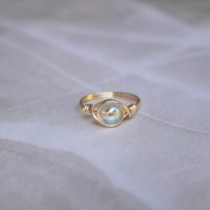 Angel aura ring, wire wrapped ring, gold ring, dainty gold wire ring, gemstone ring, crystal ring, gold wire ring, sterling silver wire ring | Natural genuine Gemstone rings, simple unique handcrafted gemstone rings. #rings #jewelry #shopping #gift #handmade #fashion #style #affiliate #ad