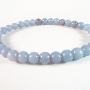 Shop Angelite Bracelets! Angelite Bracelet 6mm Smooth Round Beads Stretch Natural Genuine Light Blue Gemstone Meditation Stack Unisex Dainty Small Stone Boho Gift | Natural genuine Angelite bracelets. Buy crystal jewelry, handmade handcrafted artisan jewelry for women.  Unique handmade gift ideas. #jewelry #beadedbracelets #beadedjewelry #gift #shopping #handmadejewelry #fashion #style #product #bracelets #affiliate #ad