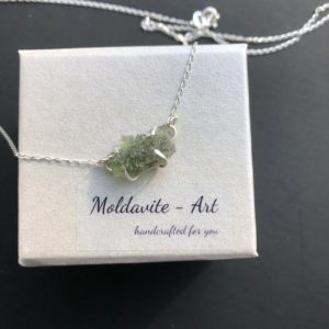 Shop Moldavite Necklaces! Authentic MOLDAVITE Necklace with Czech Moldavit w Certificate Card, transformation stone, gift for her, gold necklace, gold pendant, silver | Natural genuine Moldavite necklaces. Buy crystal jewelry, handmade handcrafted artisan jewelry for women.  Unique handmade gift ideas. #jewelry #beadednecklaces #beadedjewelry #gift #shopping #handmadejewelry #fashion #style #product #necklaces #affiliate #ad