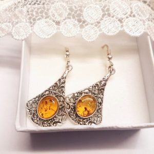 Shop Amber Earrings! Baltic natural Amber Silver 925 earrings, Adorable Boho retro earrings with Amber, Vintage Silver Amber earrings | Natural genuine Amber earrings. Buy crystal jewelry, handmade handcrafted artisan jewelry for women.  Unique handmade gift ideas. #jewelry #beadedearrings #beadedjewelry #gift #shopping #handmadejewelry #fashion #style #product #earrings #affiliate #ad
