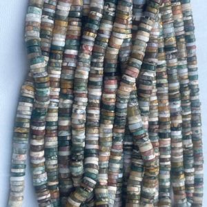Shop Ocean Jasper Rondelle Beads! Bead Ocean Jasper heishi / rondelle 6-7mm , 16inch length each | Natural genuine rondelle Ocean Jasper beads for beading and jewelry making.  #jewelry #beads #beadedjewelry #diyjewelry #jewelrymaking #beadstore #beading #affiliate #ad